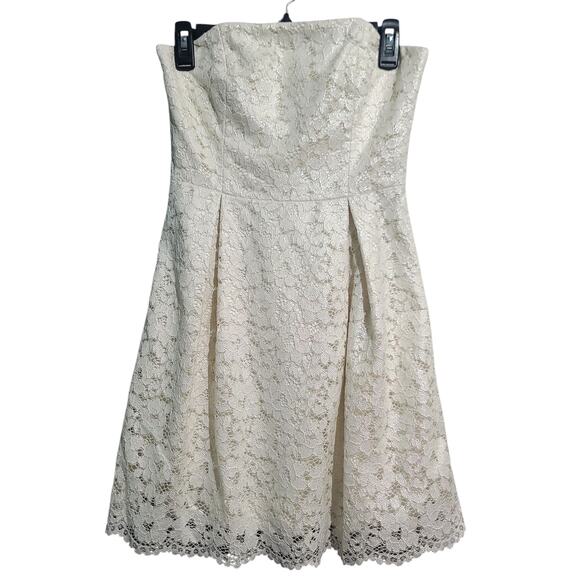 Lilly Pulitzer Marielle Lace Strapless Fit Flare Dress Cream Size 2 - Picture 1 of 5